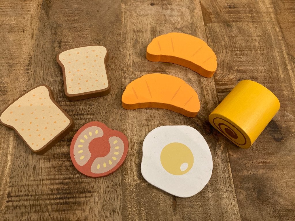 Houten ontbijtset / Speeleten voor kinderkeuken, Ophalen of Verzenden, Gebruikt, Hout, Speelkeuken-accessoire