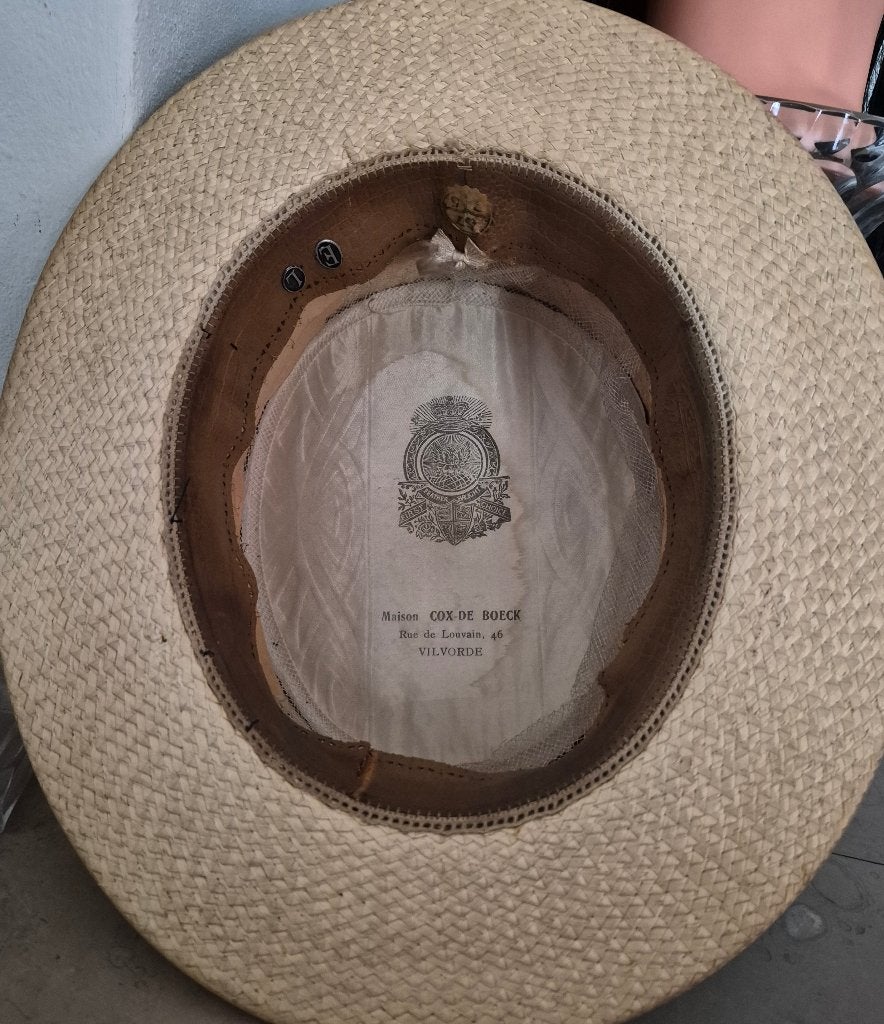 authentiek vintage canotier hoed, Ophalen of Verzenden, Zo goed als nieuw, Hoed