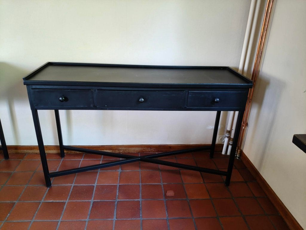 Console, retro - zwart metaal, Ophalen, 100 tot 150 cm, Zwart metaal, retro-artisanaal, Zo goed als nieuw