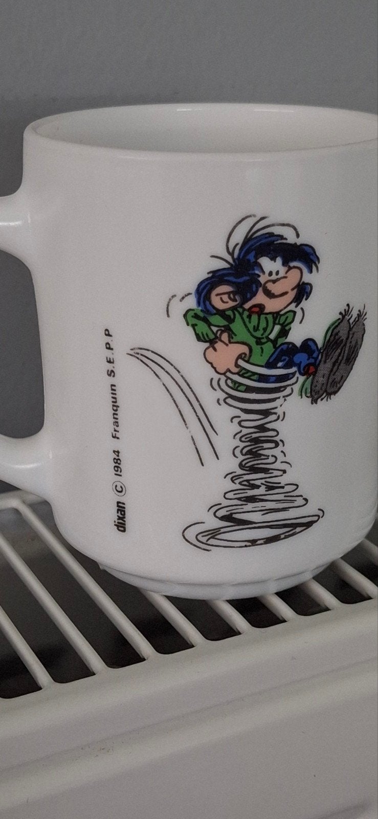 Mug Gaston Lagaffe personnage BD vintage 1984, Collections, Enlèvement ou Envoi, Gaston ou Spirou, Comme neuf, Ustensile