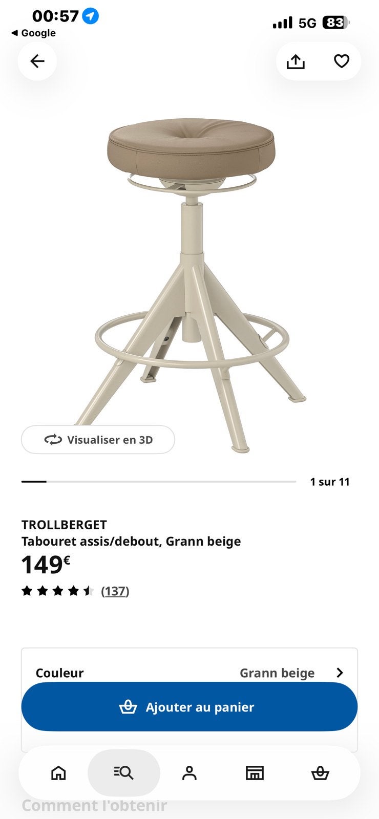 Chaise haite cuire veritable ikea model trollberget, Enlèvement, Comme neuf
