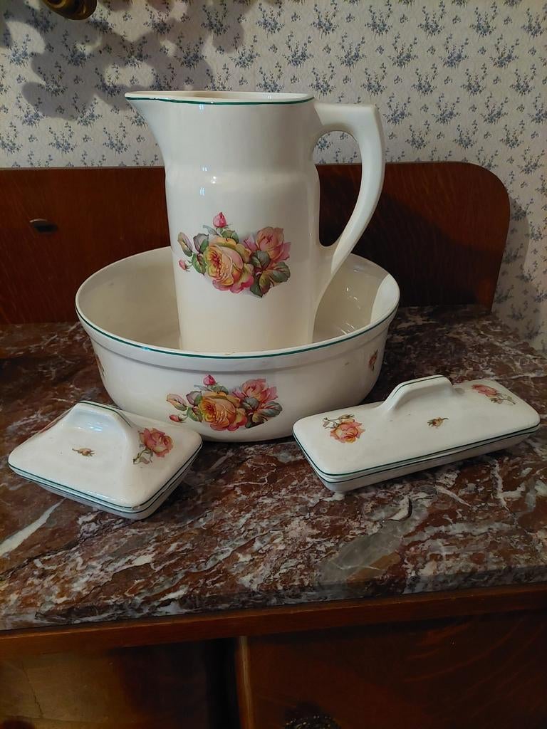 Oude waskom met toebehoren, Antiek en Kunst, Ophalen