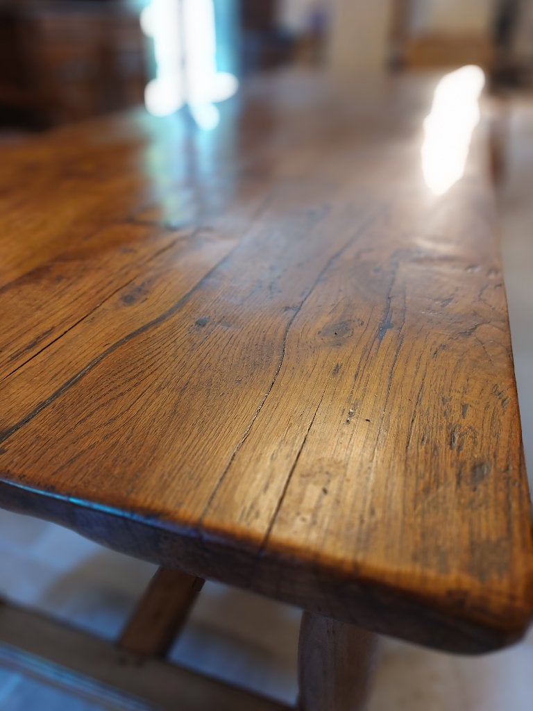 Table en chêne massif + 8 chaises, Maison & Meubles, Comme neuf, Enlèvement, 50 à 100 cm, Chêne