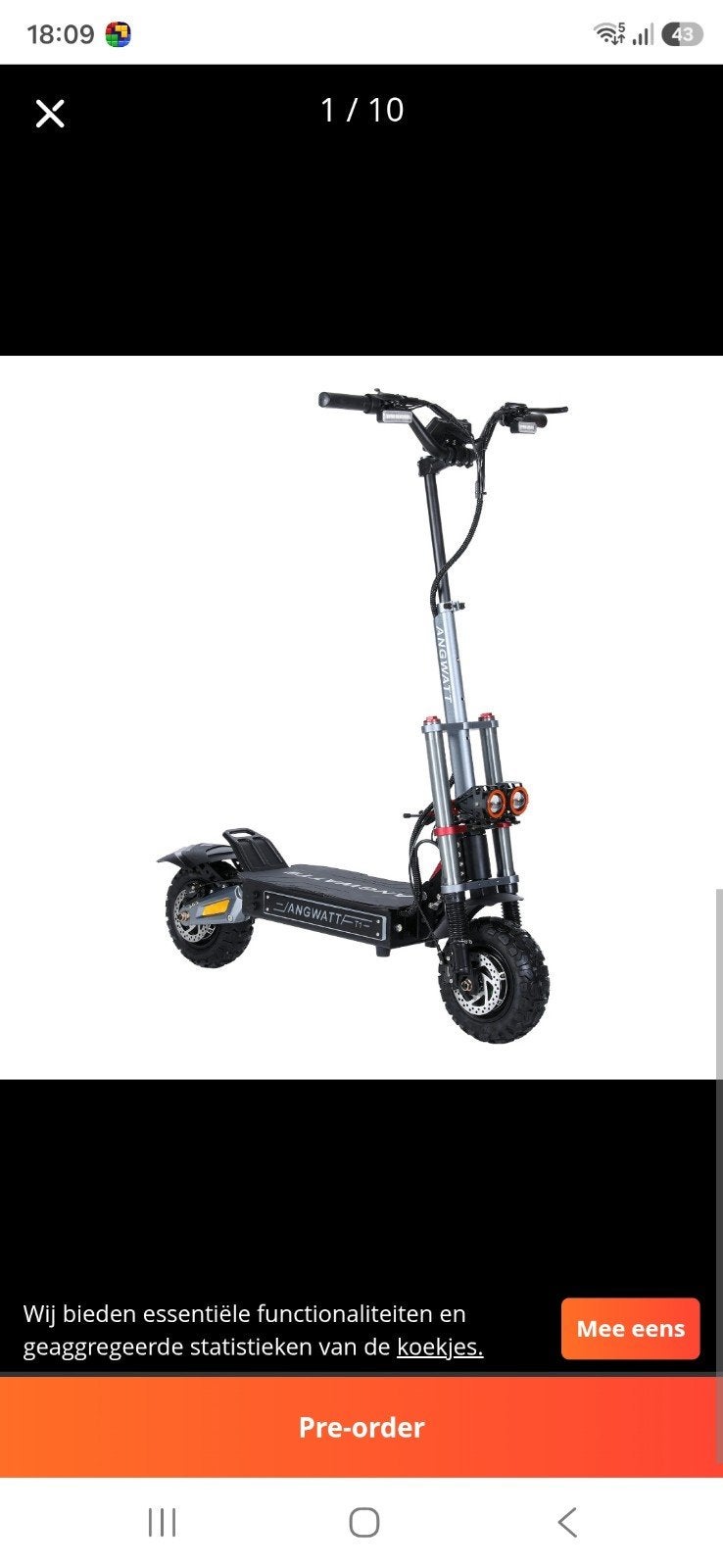 snelle electrische steps, Fietsen en Brommers, Steps, Ophalen, Zo goed als nieuw, Elektrische step (E-scooter), Angwatt T1