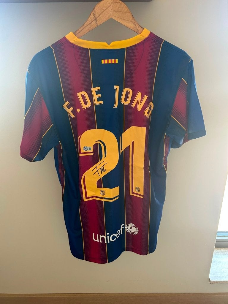 Gesigneerd FC Barcelona F. De Jong shirt (COA Beckett), Verzamelen, Ophalen of Verzenden, Nieuw, Shirt