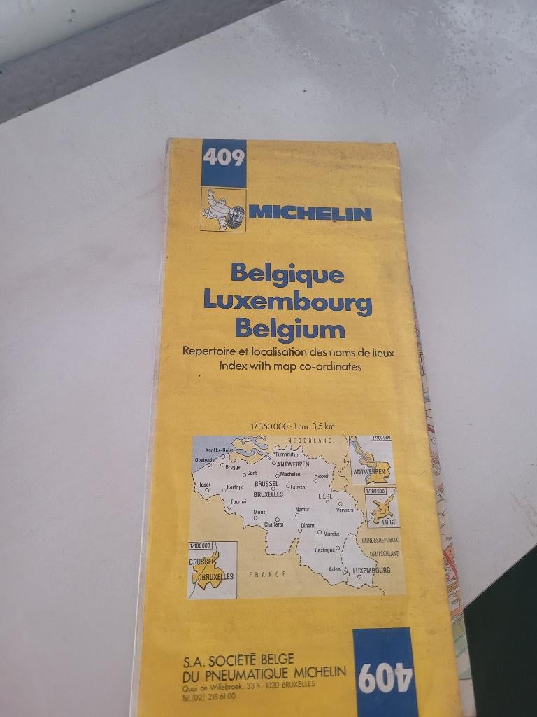 Carte routière Michelin n409 originale, Belgique, Michelin, Enlèvement, Utilisé