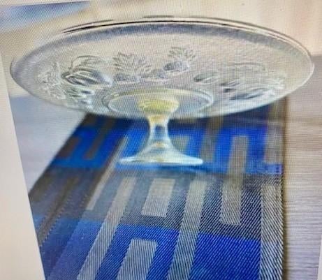 Grote glazen taartschotel op voet, Antiek en Kunst, Ophalen of Verzenden