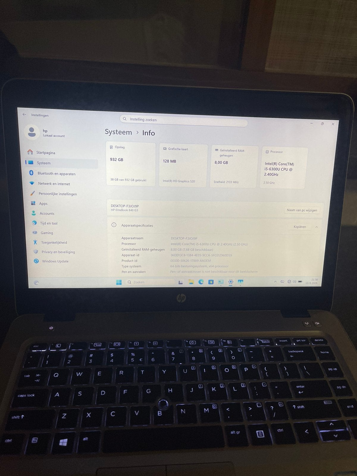 Hp laptop i5 gen6, Computers en Software, Ophalen, HDD, 2 tot 3 Ghz, Qwerty