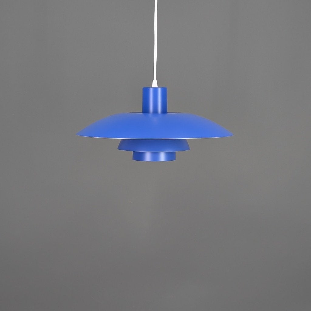 Louis Poulsen PH 4 vintage hanglamp blauw Ø40 cm, Kunststof, Mid century modern, Zo goed als nieuw, E27 (groot)