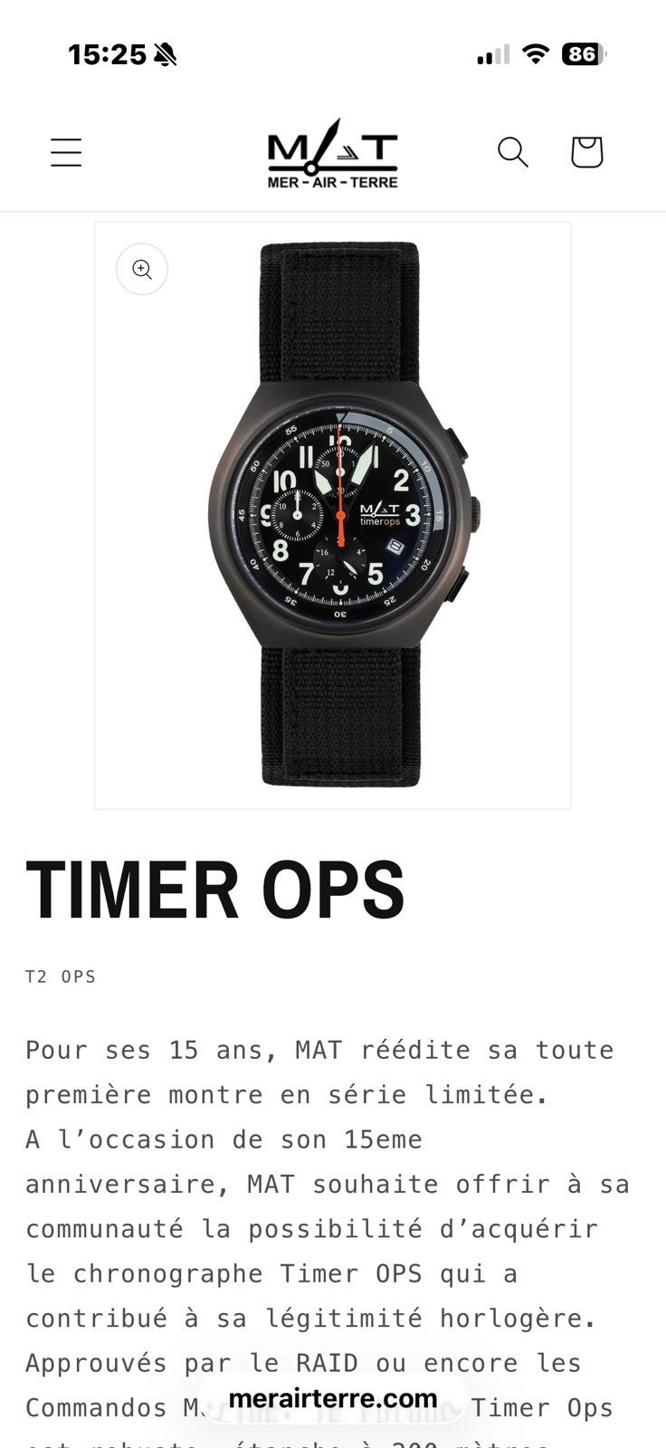 MAT (sea-air-land) Timer OPS horloge, Overige materialen, Leer, Polshorloge, Zo goed als nieuw