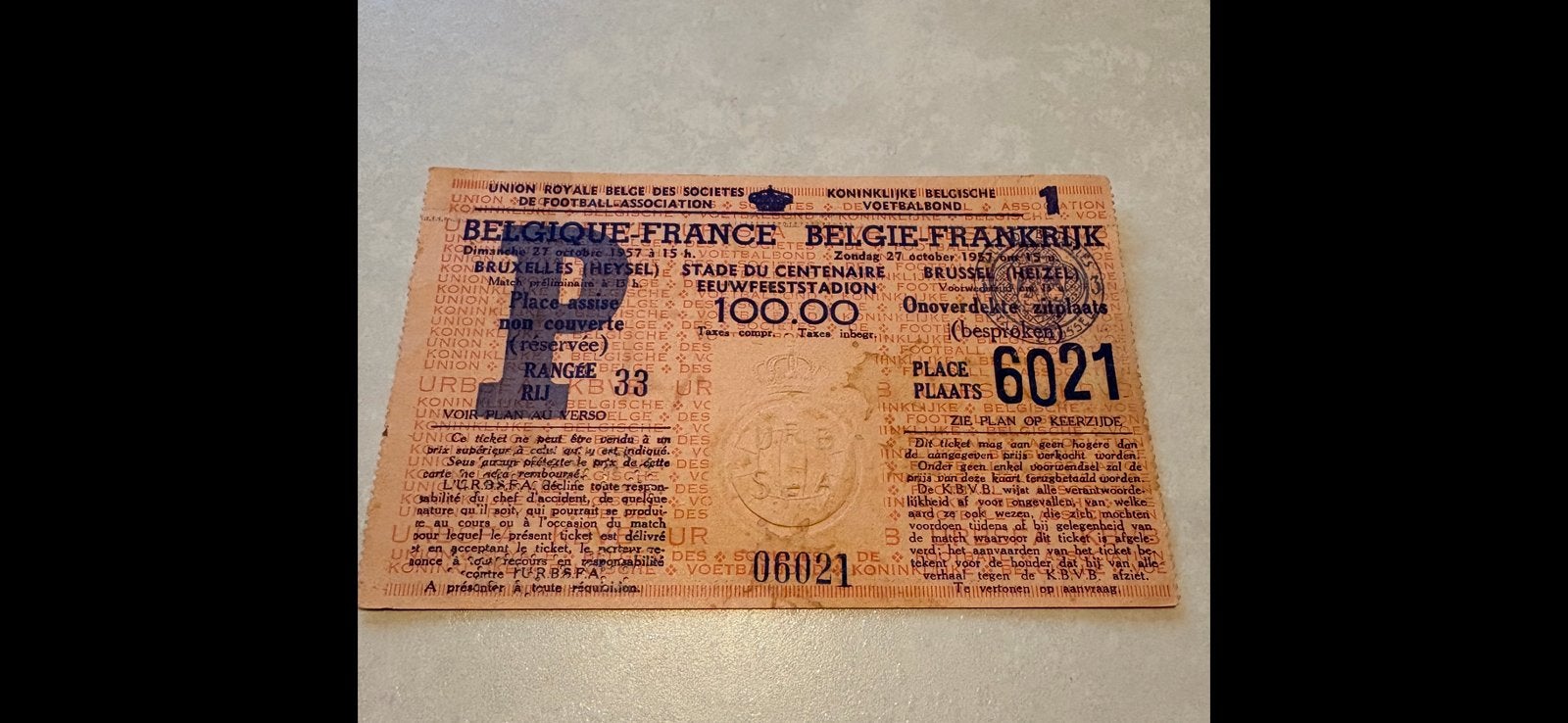 Je cherche des anciens tickets de football., Tickets & Billets