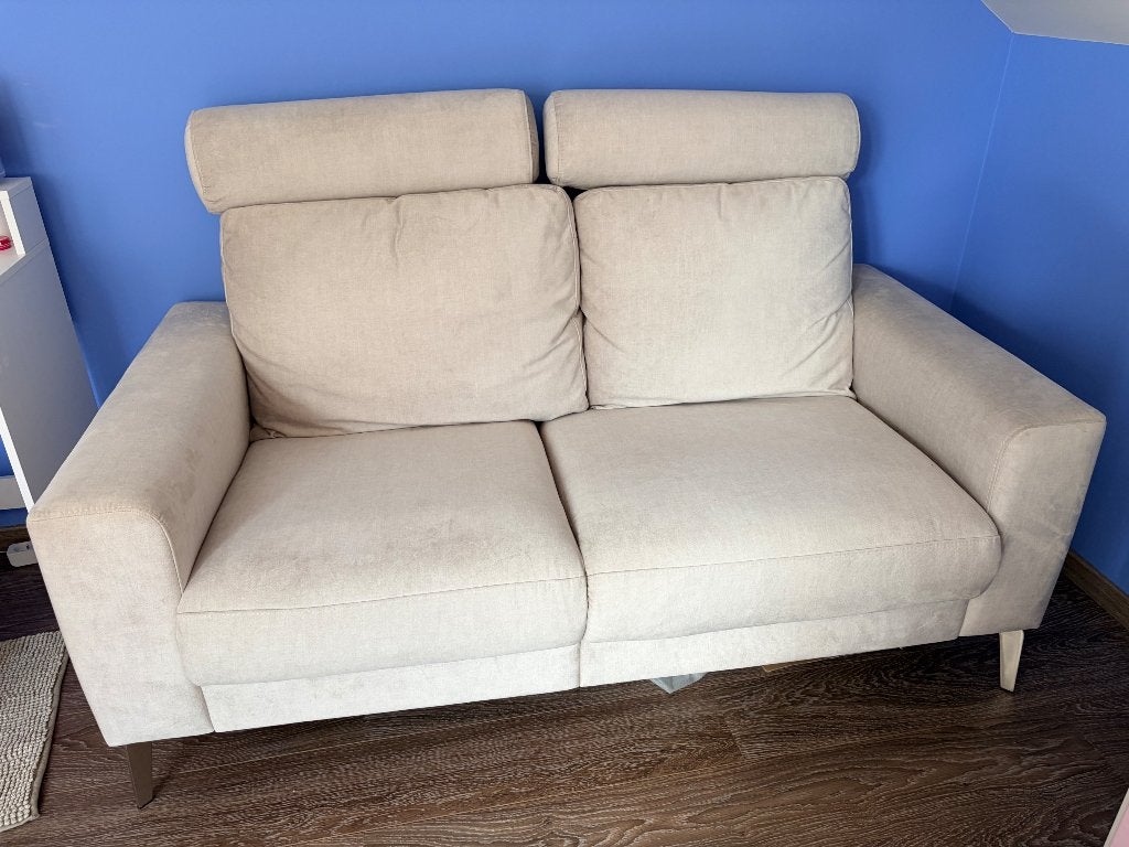 Zetel tweezit beige, Ophalen, Tweepersoons, Zo goed als nieuw, Rechte bank