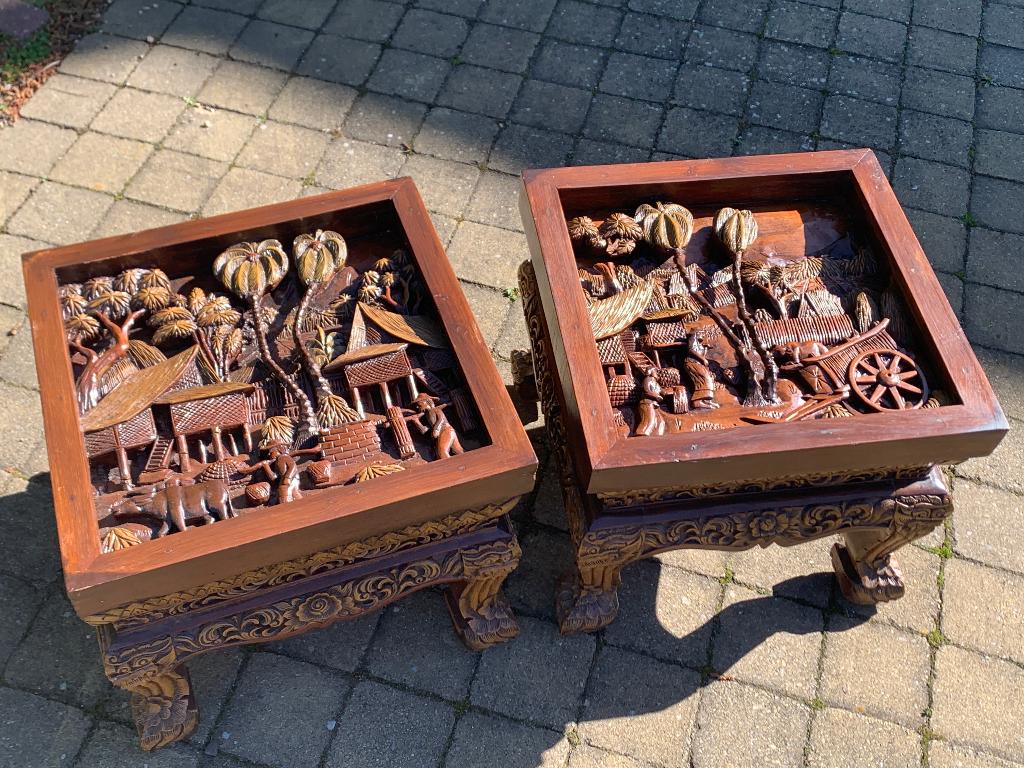 Set Indonesische teakhouten tafels, Ophalen