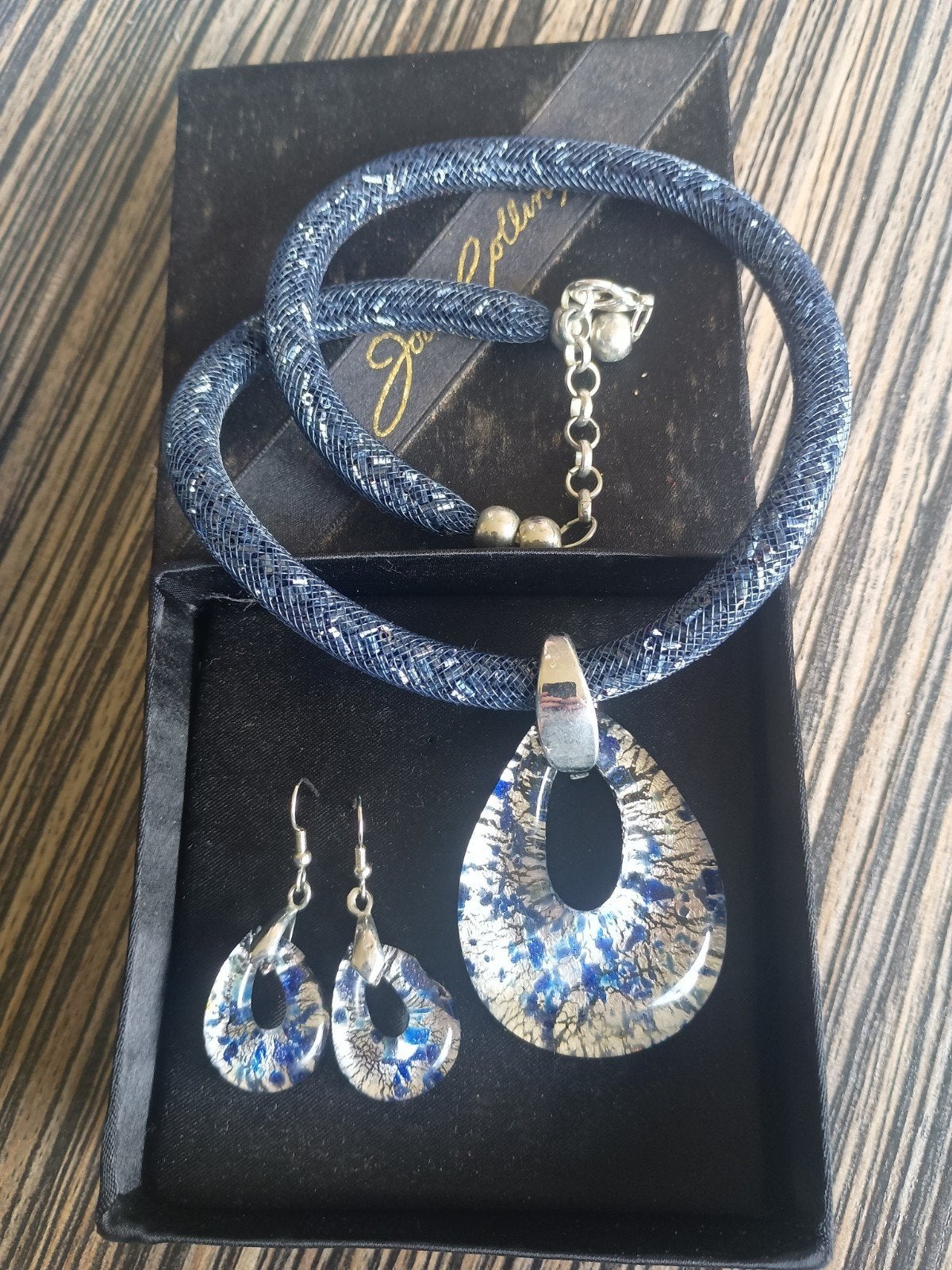 Pendentif avec boucles d'oreilles assorties, verre de Murano, Enlèvement, Verre