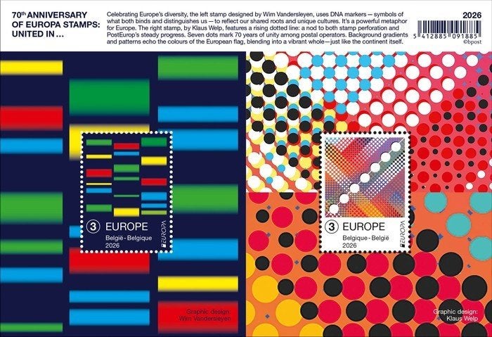 Postzegel 70 Verjaardag Europa Postzegel Jaar 2026 Postfris, Europa, Ophalen of Verzenden, Postfris, Postfris