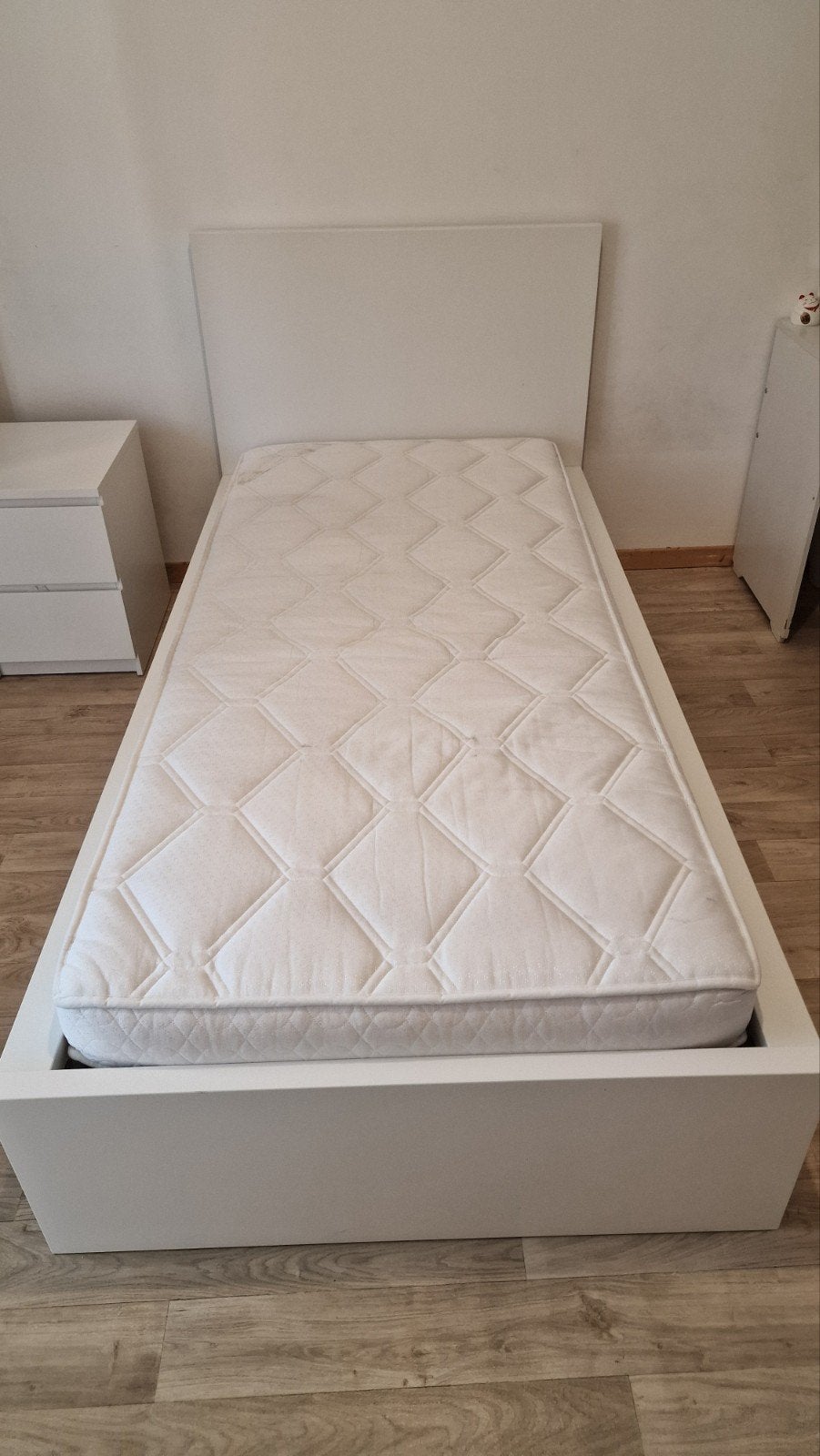 Lit IKEA Malm 90200 cm + 2 grands tiroirs + matelas inclus, Maison & Meubles, Chambre à coucher | Lits, Bois, Blanc