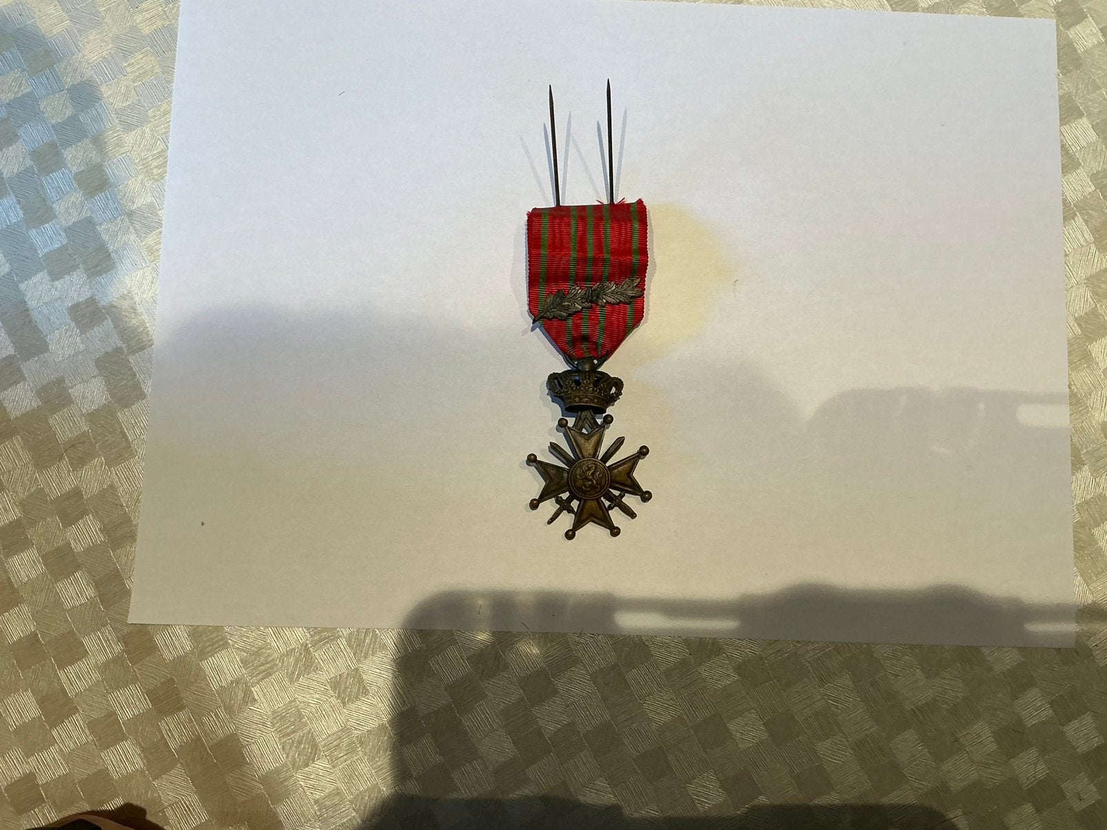 Belgisch oorlogskruis19141918 medaille originele lint enpalm, Verzamelen, Ophalen of Verzenden