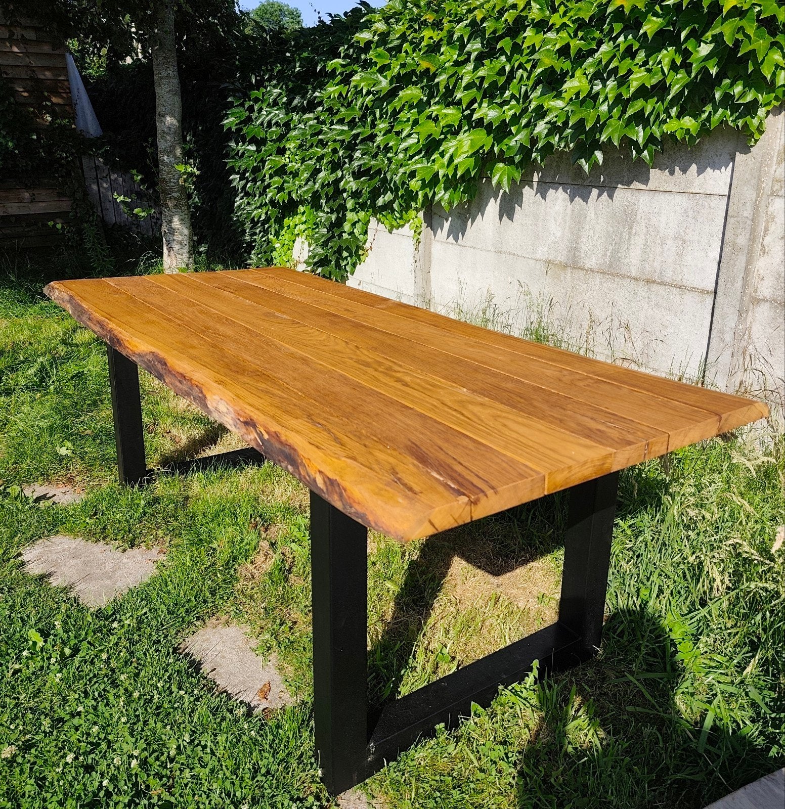 NOUVEAU ! Table de jardin rustique en chêne à l'huile, Enlèvement