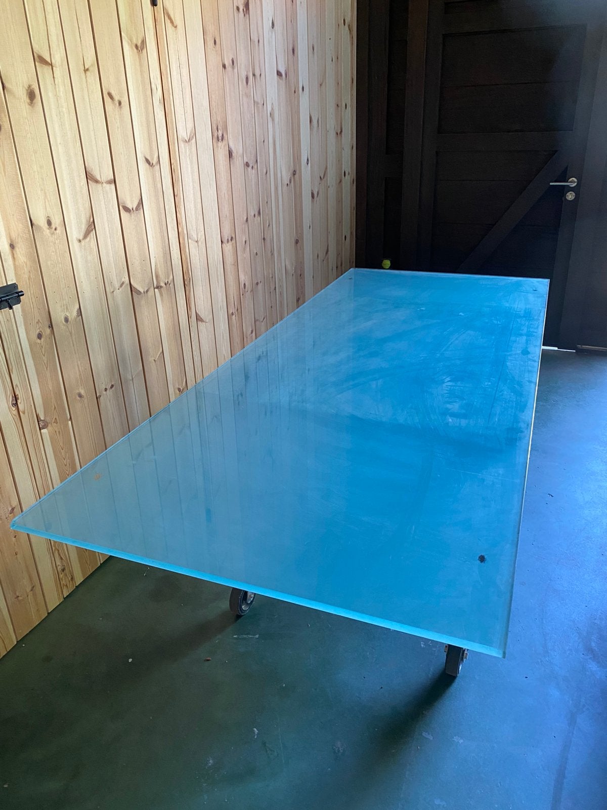 Glazen ( melkglas ) tafelblad, Huis en Inrichting, Tafels | Salontafels, Ophalen, Gebruikt, Glas, Modern