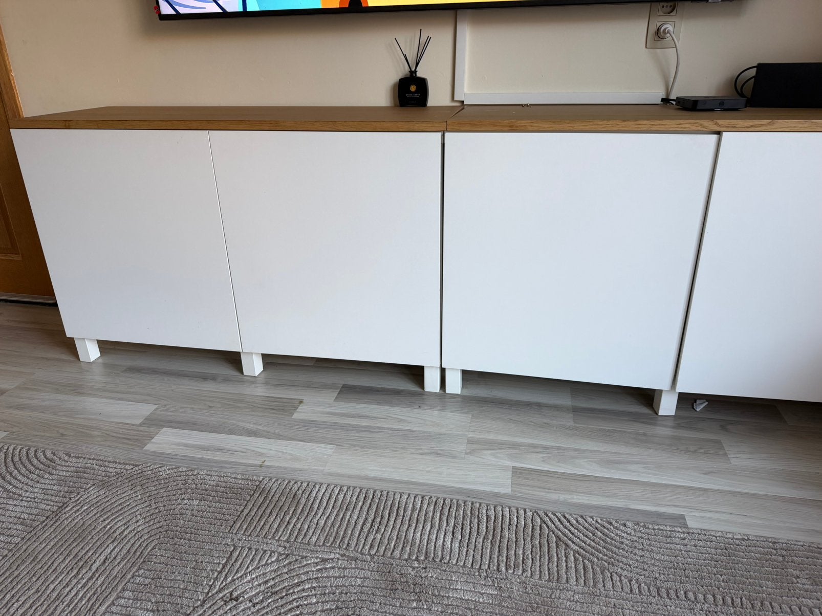 Meuble tv ikea à vendre, 200 cm ou plus, Comme neuf, Chêne, 150 à 200 cm