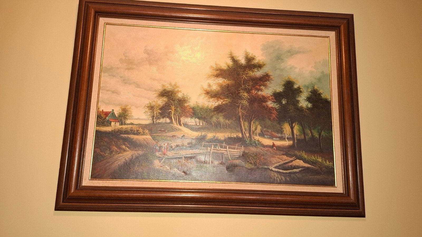 schilderij met landschap, Enlèvement, Paysage, Toile