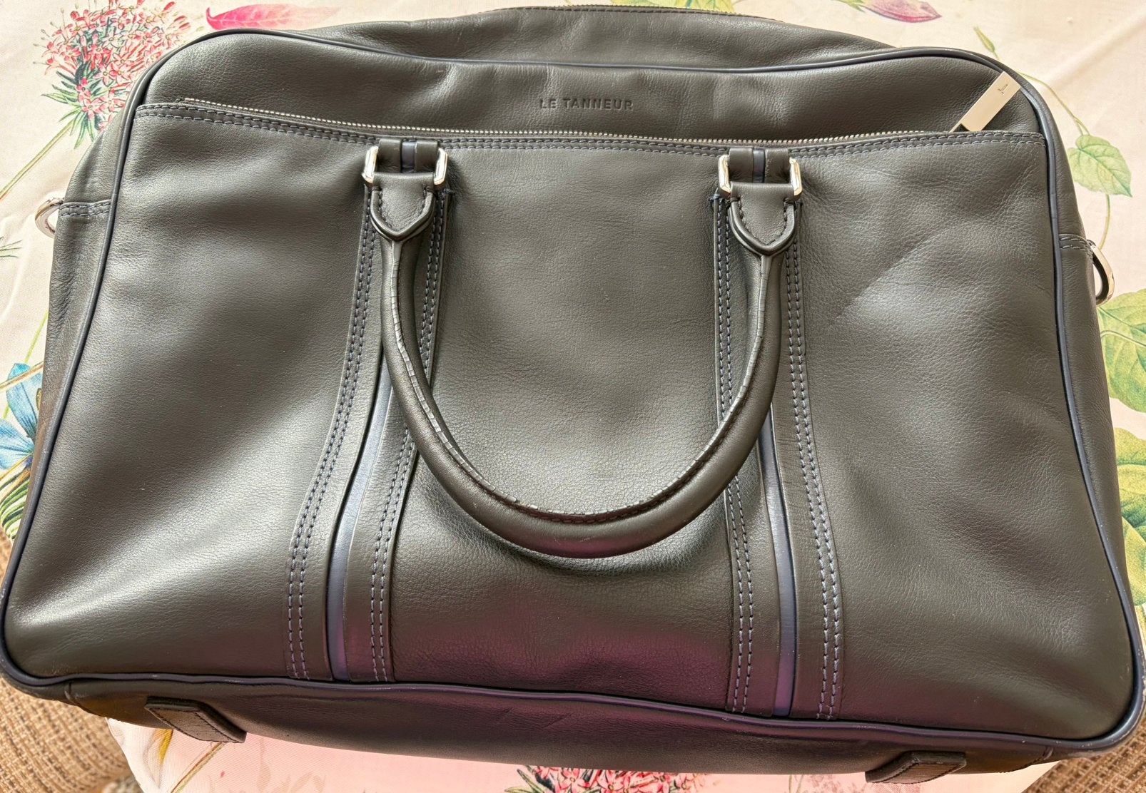 Sac ordinateur portable en cuir bleu marine, Enlèvement, Comme neuf, Bleu