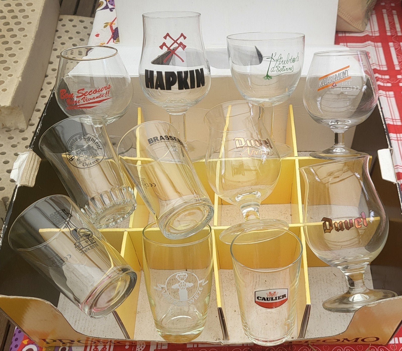 12 minis verres galopins chievres ,kwaremont ,duvel ,hapkin, Collections, Enlèvement