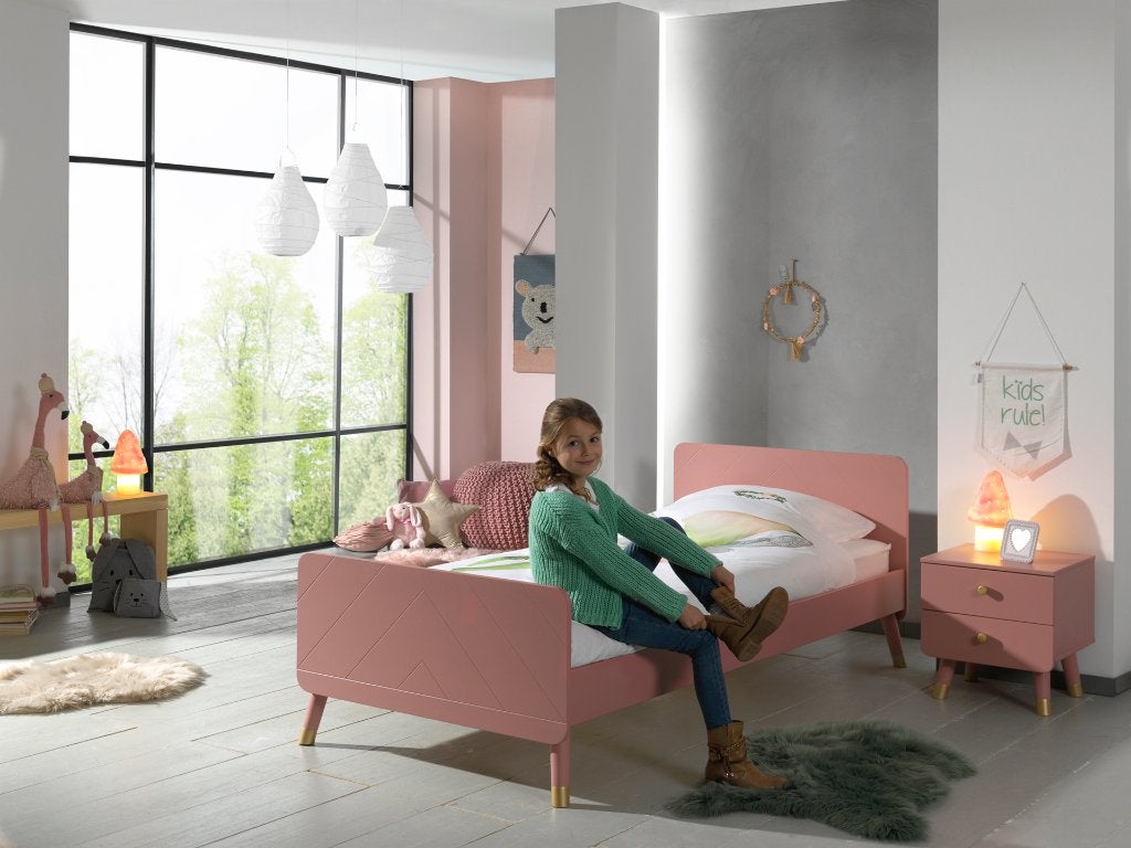 LIT BILLY AVEC CHEVET, BLANC, GRIS OU ROSE. NOUVEAU !, Neuf, 85 à 100 cm, Sommier à lattes, Enlèvement