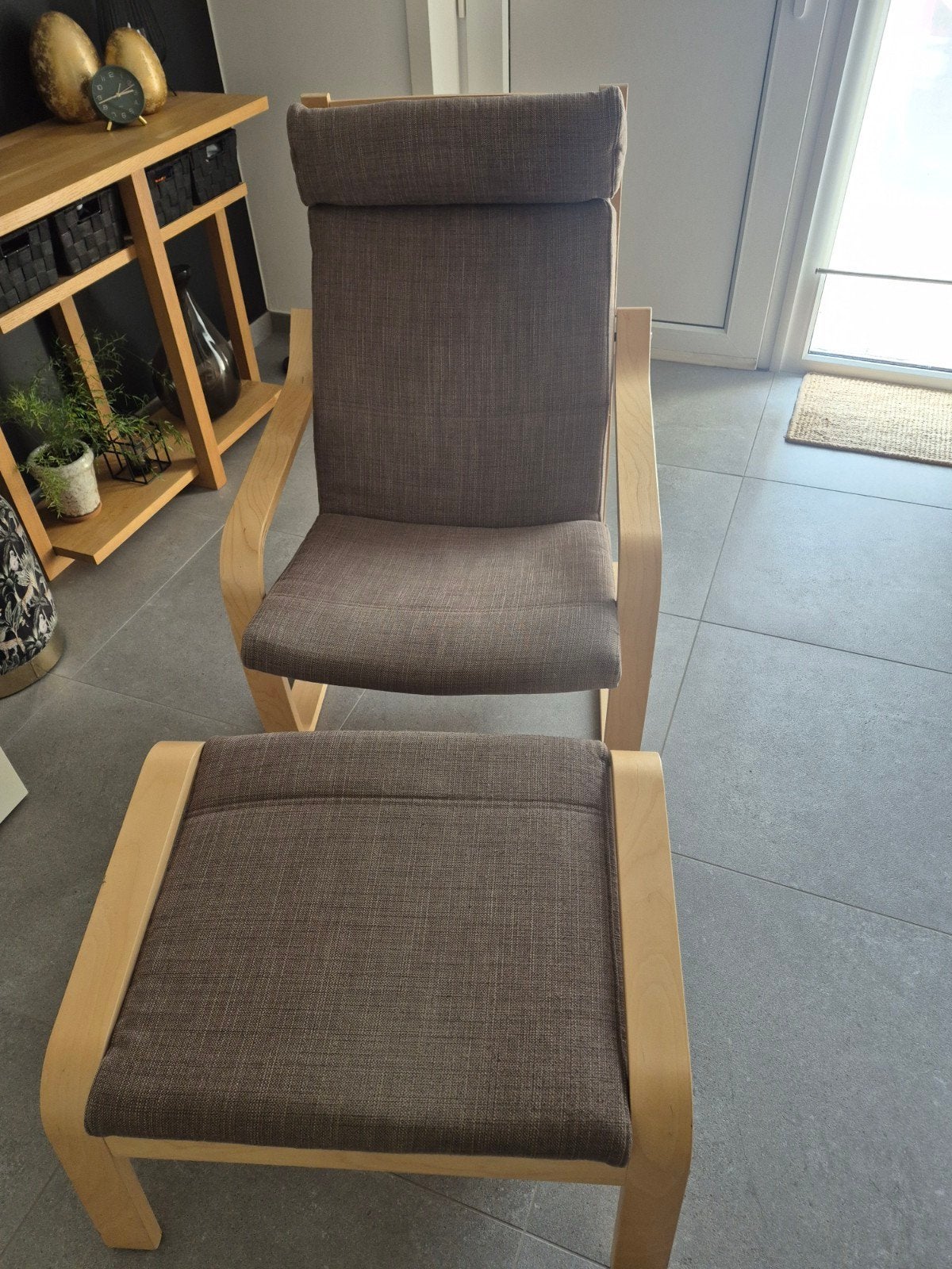 fauteuil+voetenbank ikea in berkenfineer, Enlèvement, Utilisé