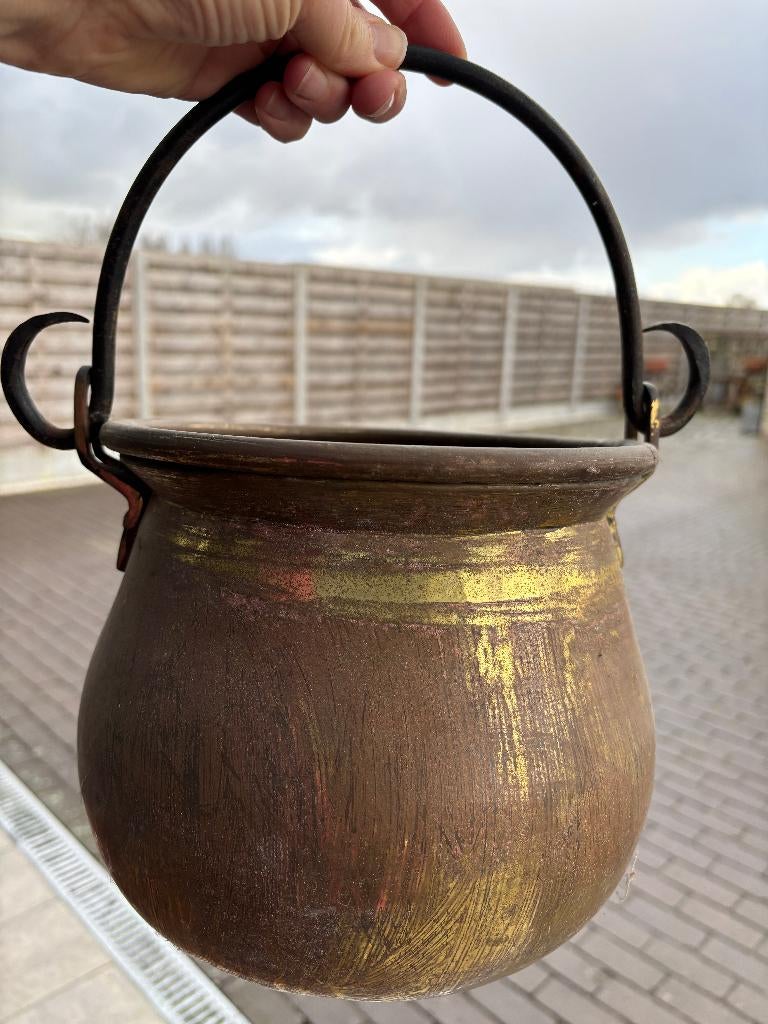geel koperen ketel, Antiek en Kunst, Ophalen, Koper