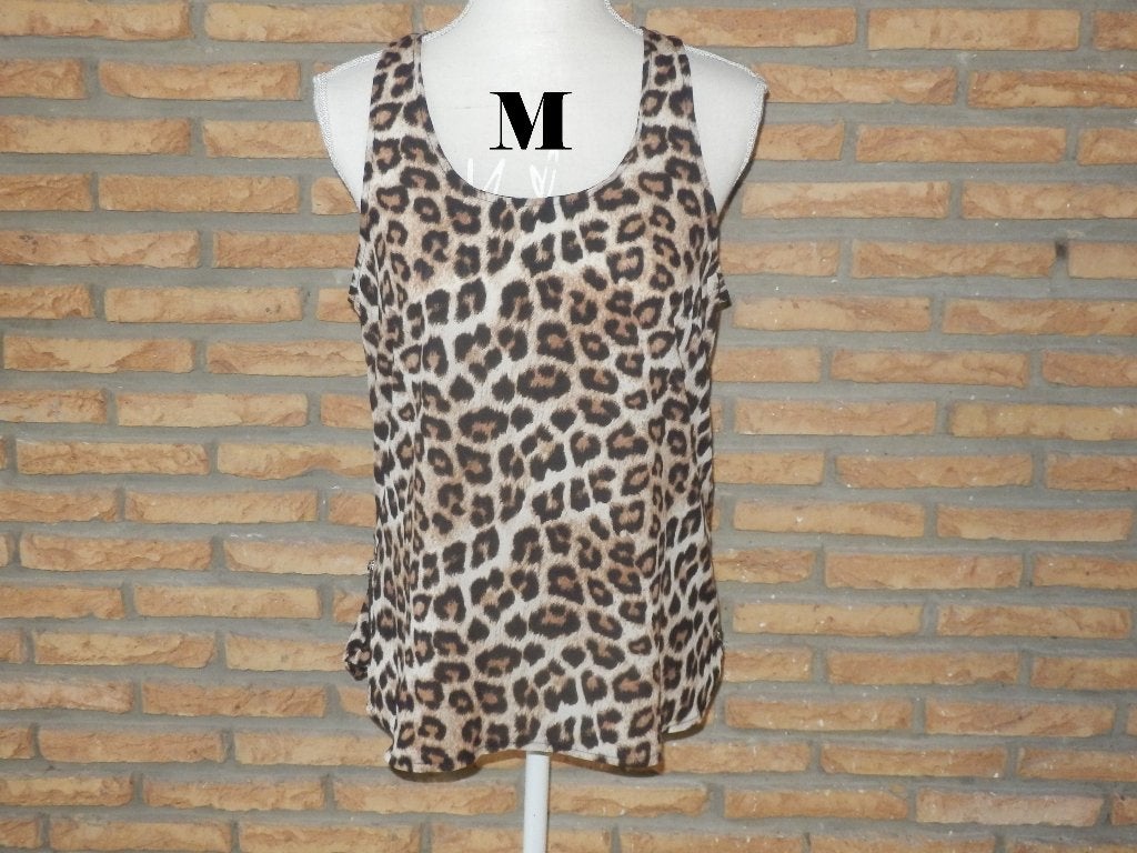 (147) -top femme t.M beige noir - jennyfer -, Maat 38/40 (M), Bruin, Ophalen of Verzenden, Zo goed als nieuw