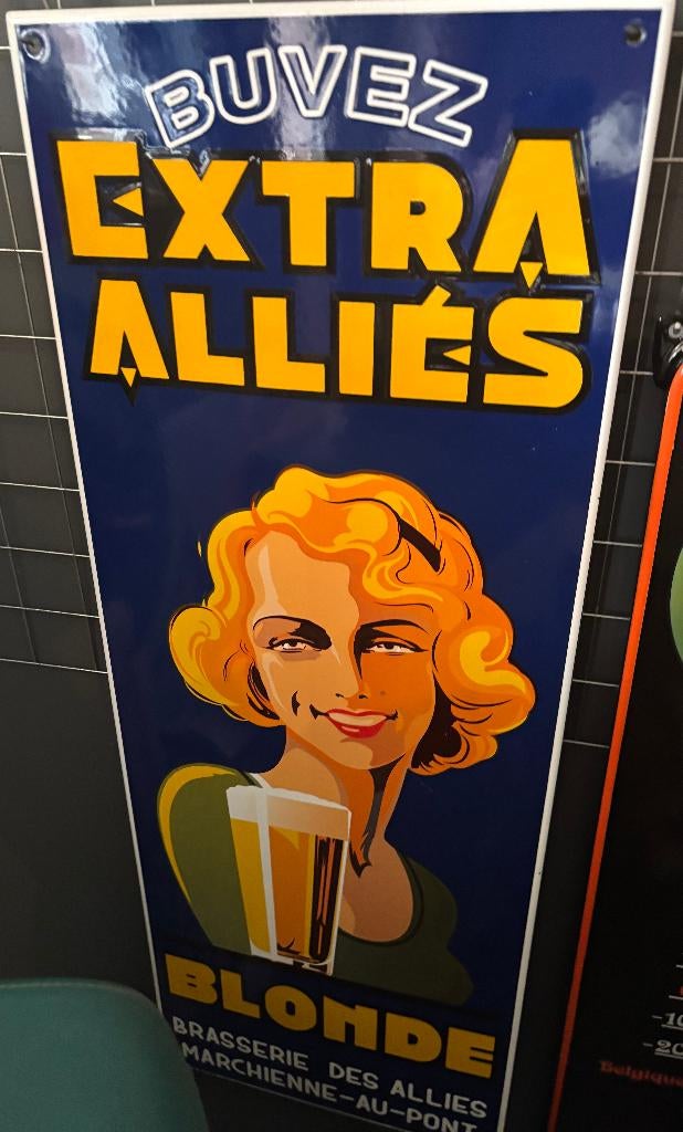 emaille reclamebord extra allies, Verzamelen, Ophalen of Verzenden, Nieuw, Reclamebord