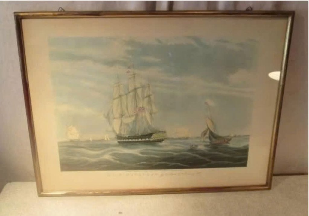 Mooie Oude Artprint - Zeilboot HCS Macqueen - 59x45, Ophalen of Verzenden, Zo goed als nieuw, Print