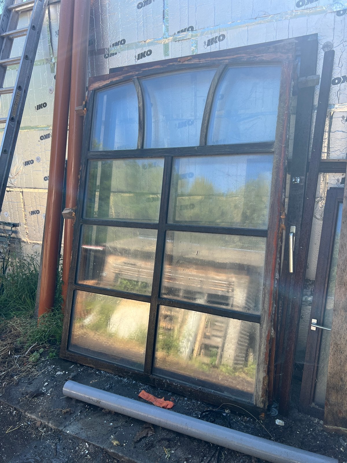 2x groot houten raam met dubbele beglazing, Châssis de fenêtre, Enlèvement, Utilisé, Vitre comprise