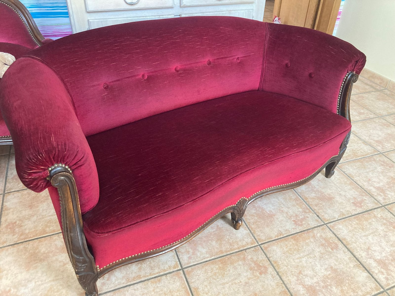 Canapé style Louis XV, 75 à 100 cm, Moins de 150 cm, Bois, Enlèvement