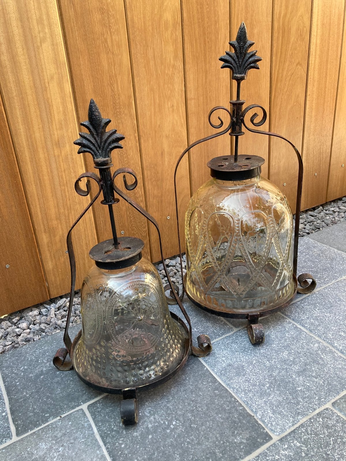 Kaarsenlantaarns, metaal-glas, Ophalen, Gebruikt, Glas, Lantaarn