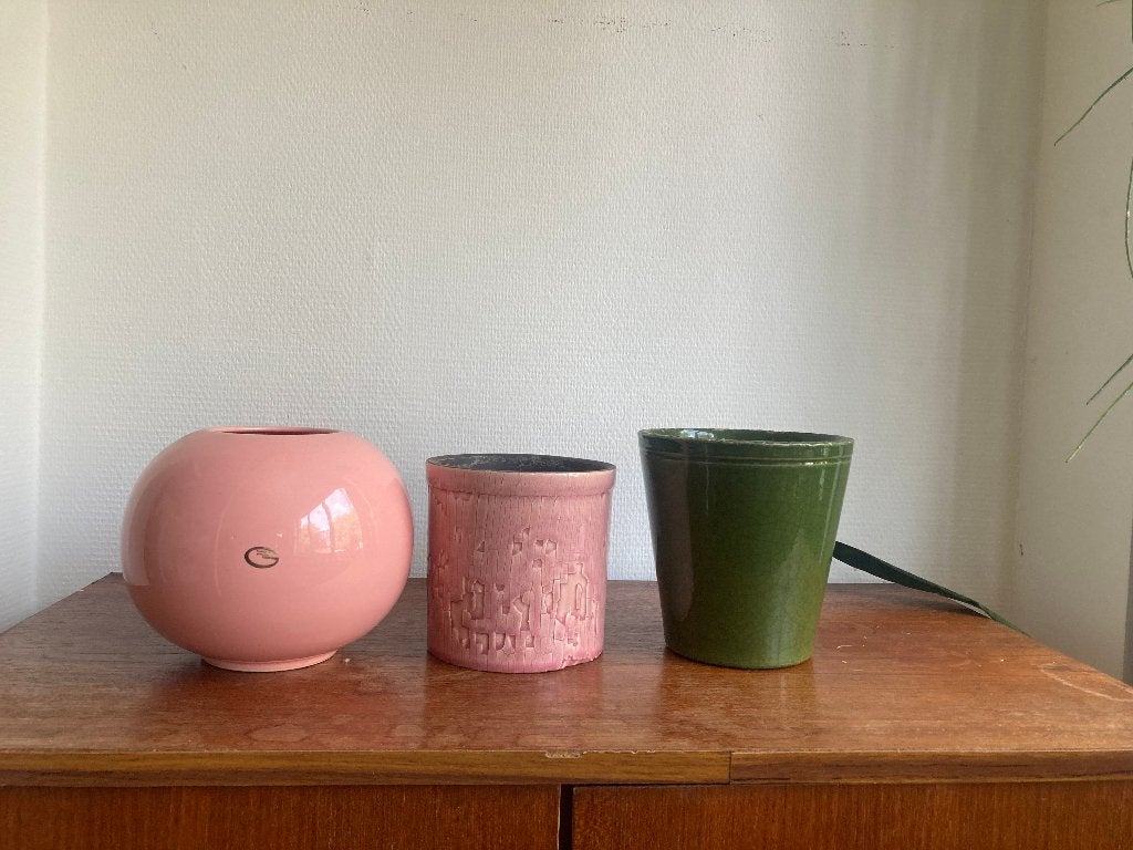 Set van 4 bloempotten met valse hangplanten, Moins de 25 cm, Comme neuf, Enlèvement, Moins de 40 cm