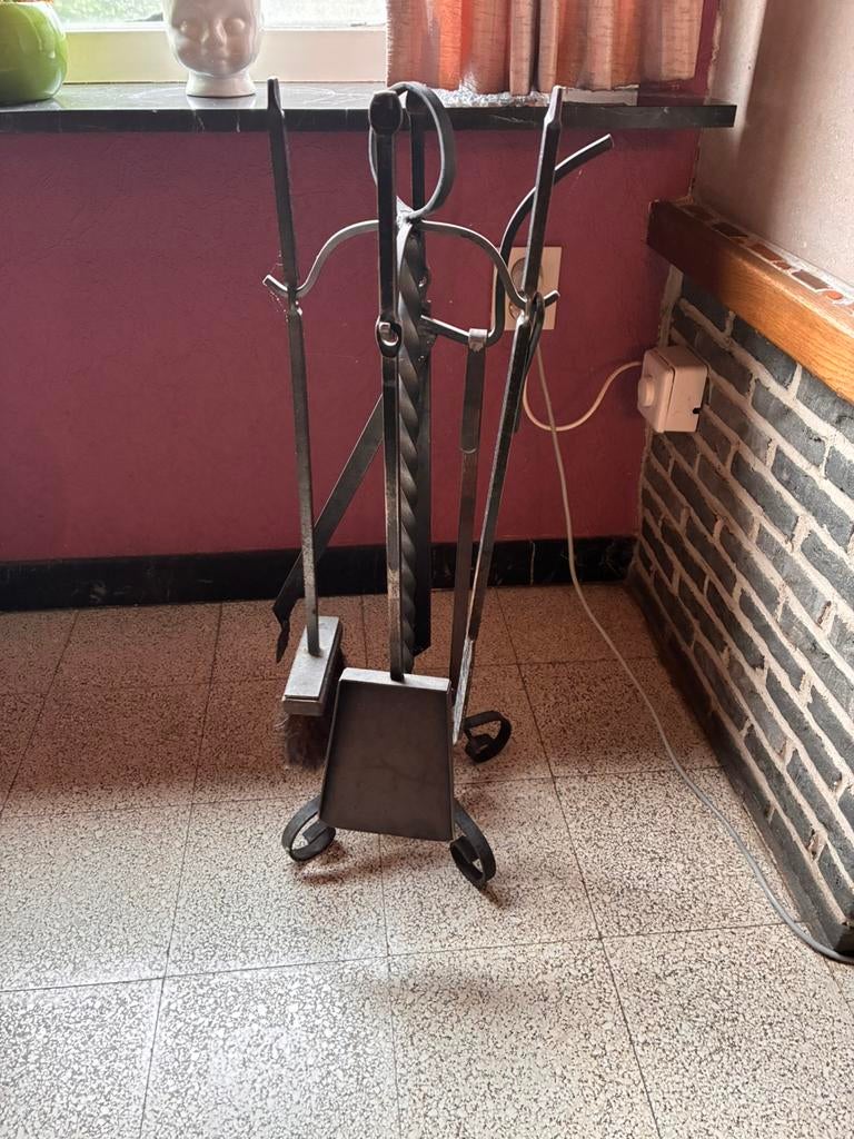 Vintage haardset in ijzer, Huis en Inrichting, Ophalen, Gebruikt