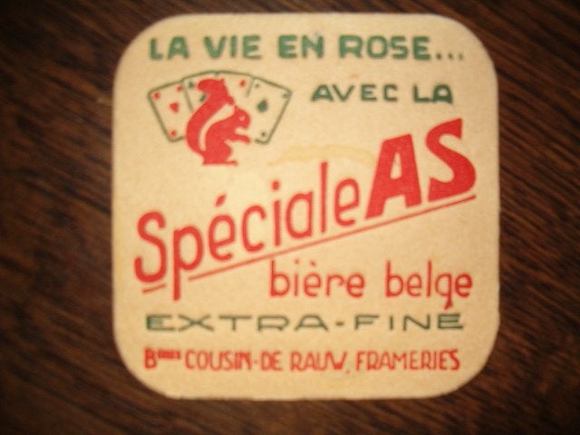 Tapis à bière Cousin-De Rauw Frameries : 82 x 82 mm, Enlèvement ou Envoi, Utilisé, Sous-bock