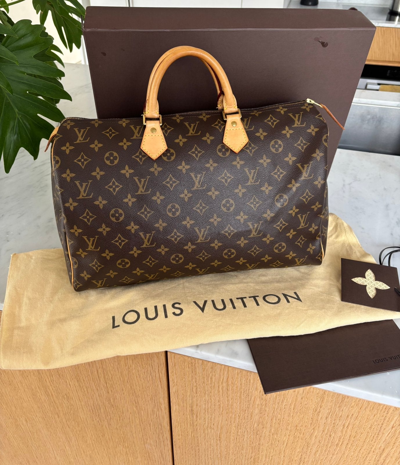 Louis Vuitton Speedy 40, Handtassen en Accessoires, Ophalen, Zo goed als nieuw, Bruin, Handtas