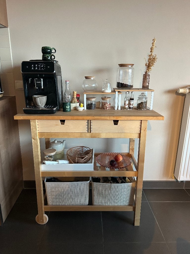 Ikea Forhoja roltafel, Ophalen, 100 tot 150 cm, Bruin, Zo goed als nieuw