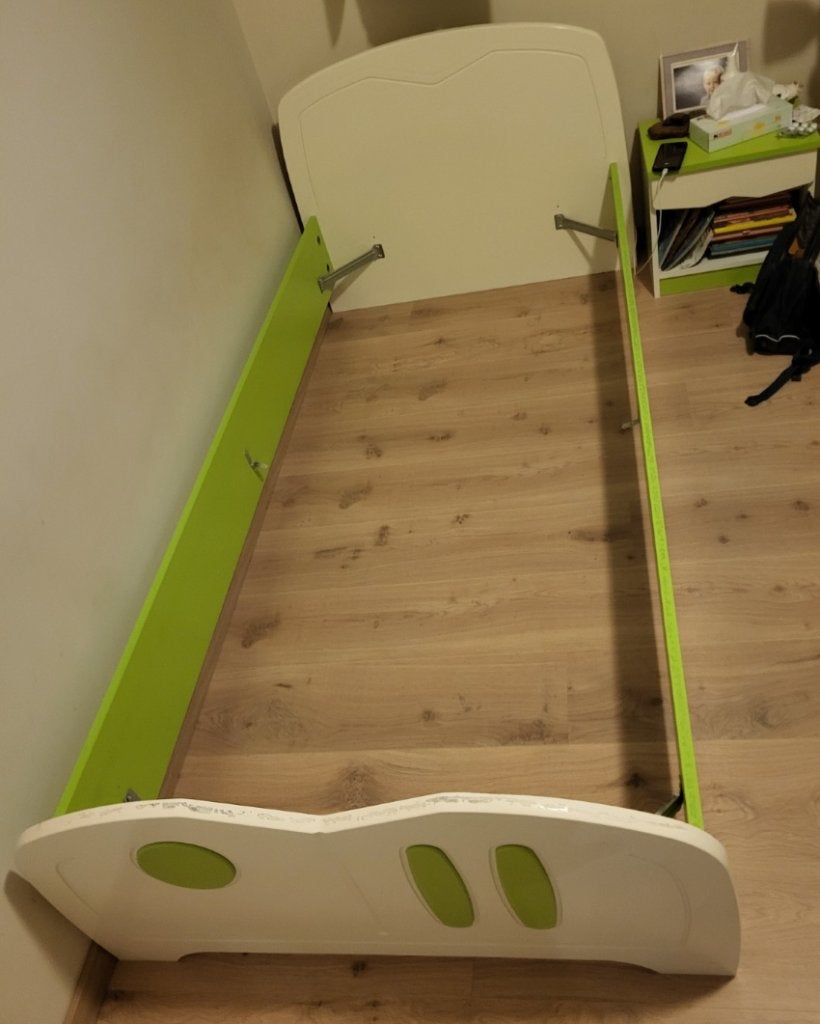 kinderbed + lattenbodem + nachtkastje, 85 tot 100 cm, Gebruikt, 180 cm of meer, Ophalen