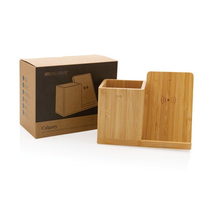 XD Xclusive Calgary bamboo 10W wireless charger, Telecommunicatie, Mobiele telefoons | Telefoon-opladers, Ophalen of Verzenden