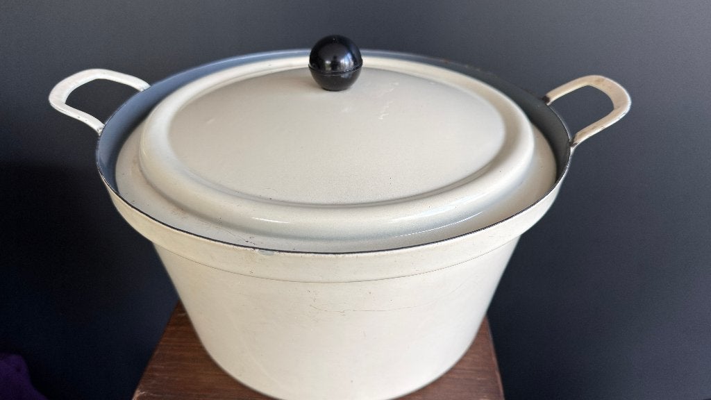 Vintage LUMA geëmailleerde pan – Beige & Antraciet, Ophalen of Verzenden