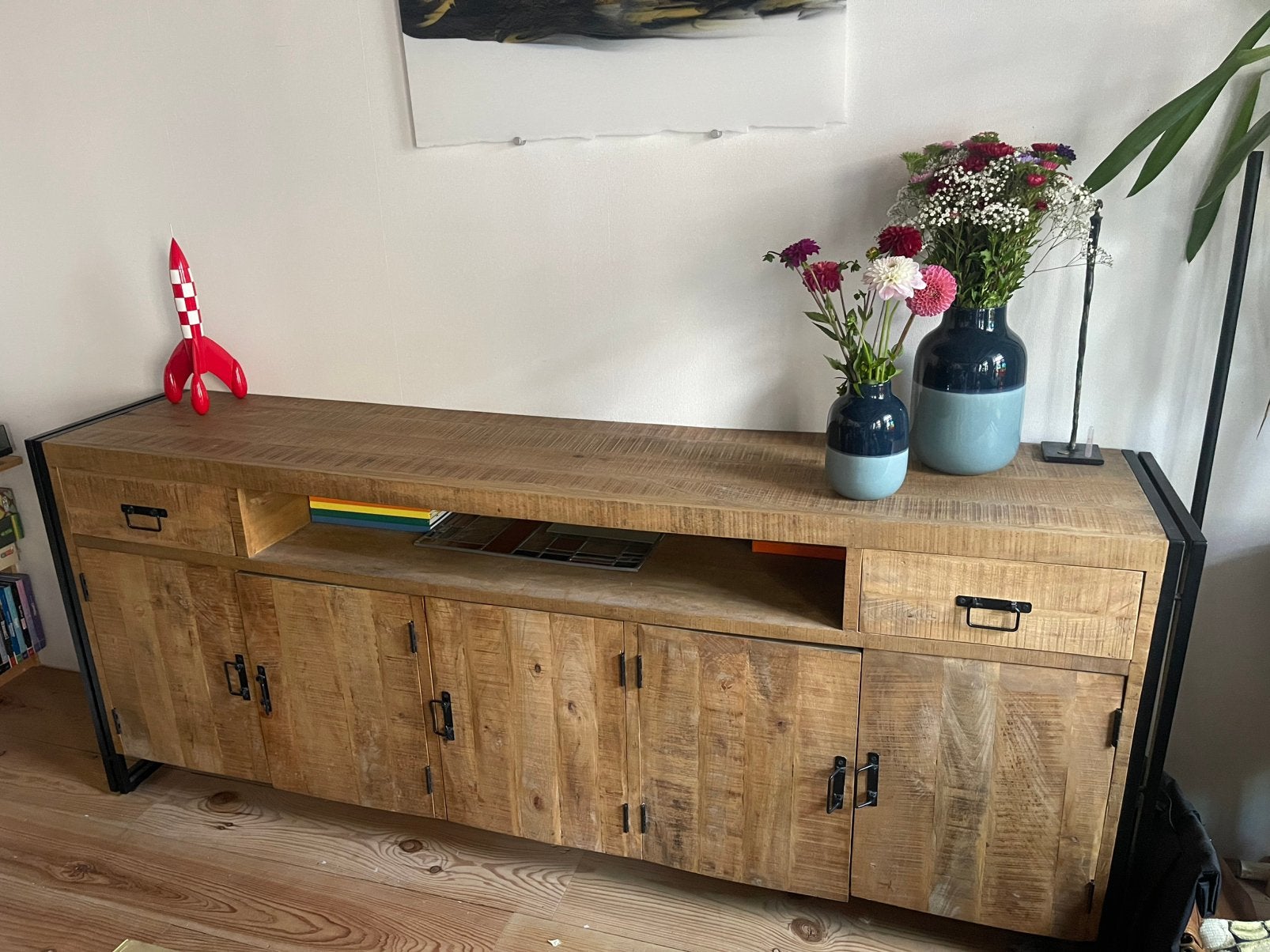 Buffet de style rétro, Maison & Meubles, 25 à 50 cm, 200 cm ou plus, Autres essences de bois, Comme neuf