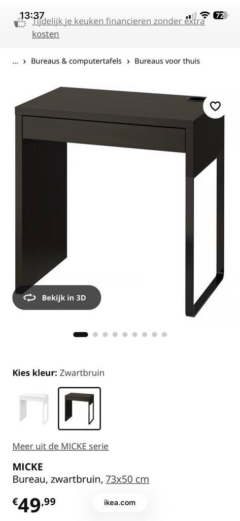 Bureau Micke zwartbruin, Maison & Meubles, Enlèvement, Comme neuf