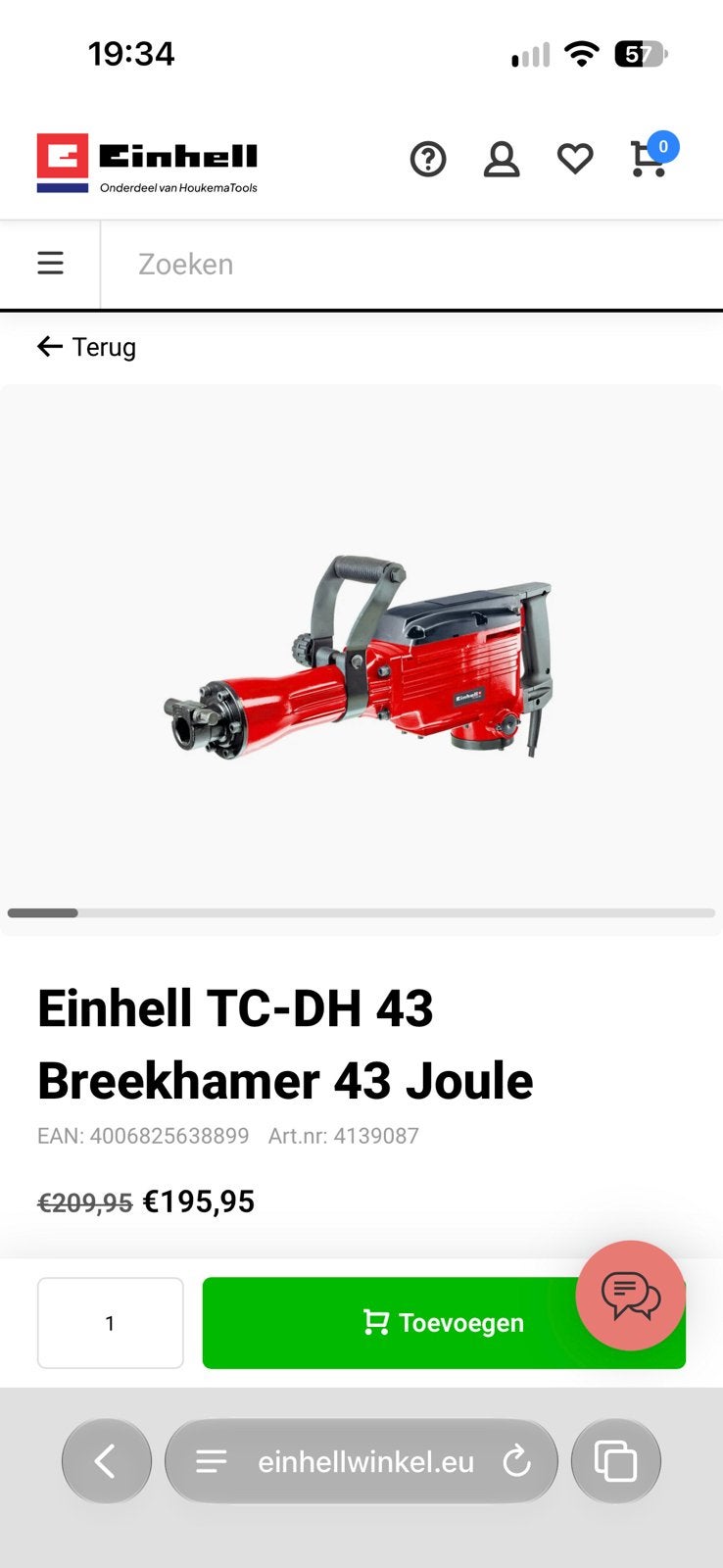 Einhell TC-DH 43 Breekhamer 43 Joule, Enlèvement, Utilisé, Marteau, Autres marques