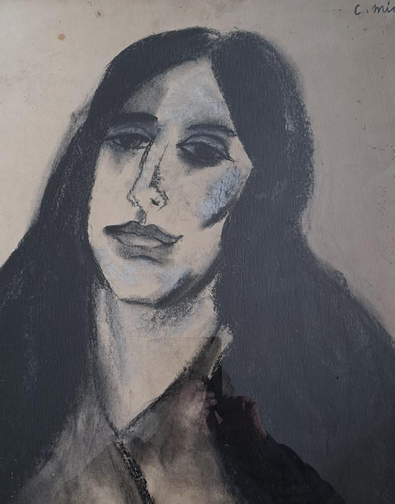 Christ Michiels 1939-2017 houtskool opgehoogd met wit krijt, Antiek en Kunst, Kunst | Schilderijen | Modern, Ophalen