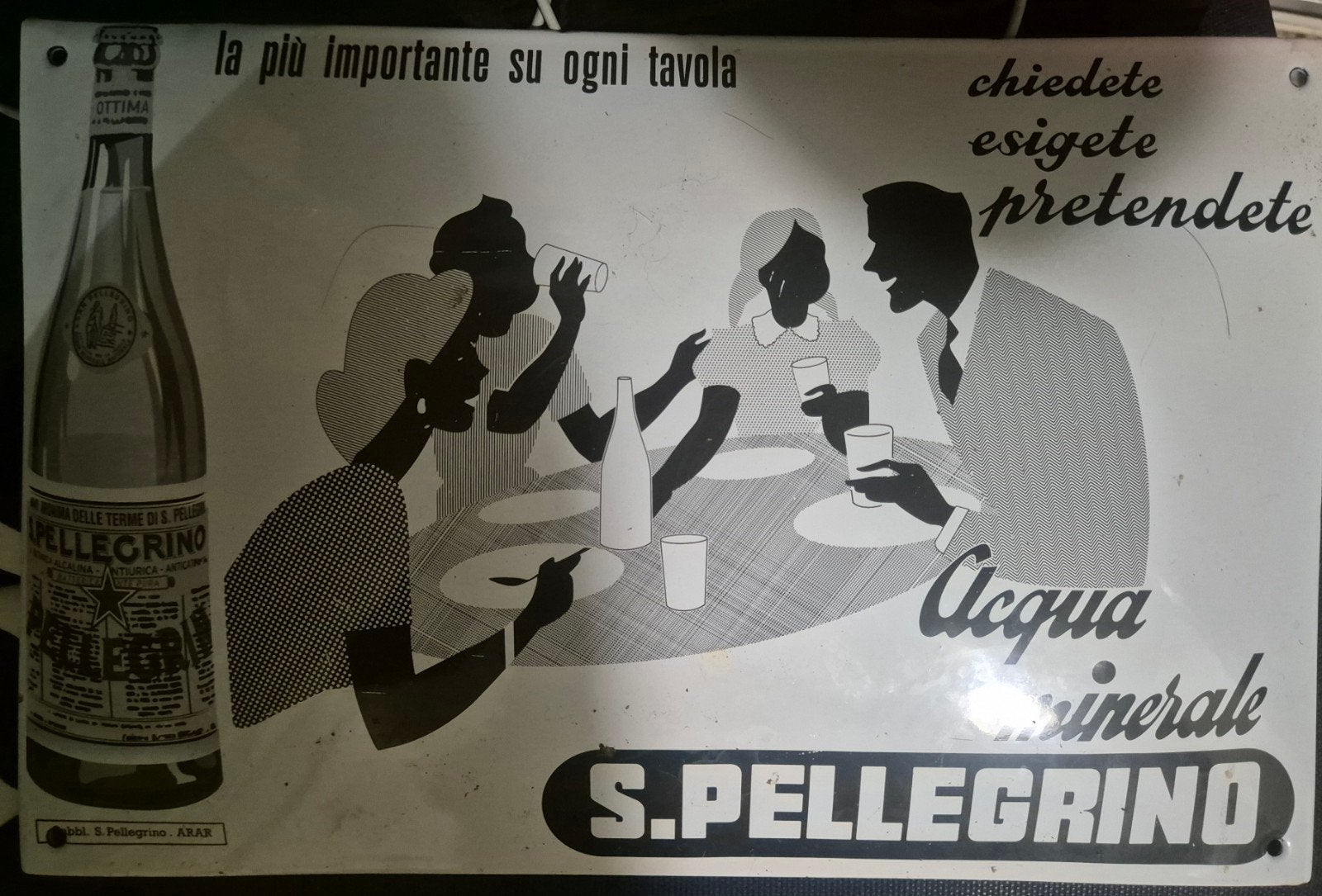 Panneau publicitaire émaillé vintage S. Pellegrino, Collections, Enlèvement ou Envoi, Panneau publicitaire