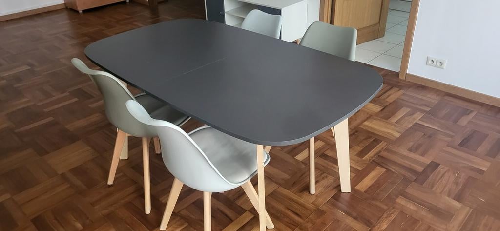 Table à manger extensible avec 4 chaises, Enlèvement, Gris